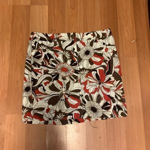 Ann Taylor Loft Mini Skirt Fall Brown Red Floral Women’s Sz 8